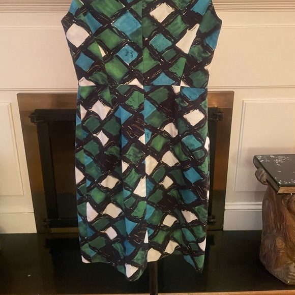 Milly Geometric Block Sleeveless Pencil Sheath Dress sz 0 - Picture 5 of 9